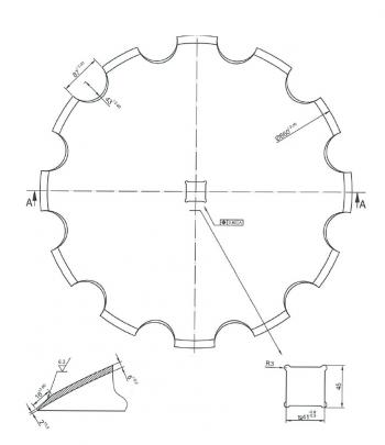 Диск за брана 660/6mm назъбен за ос квадрат 41