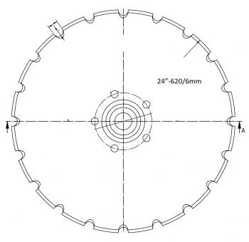 Диск за брана 24”-620/6mm назъбен  /5 кв.отвора/ lemken